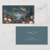 Blush Rose Floral and Misty Valley Gold Frame Visitekaartje (Voorkant / Achterkant)