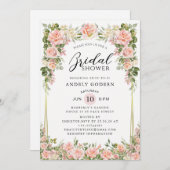 Blush Rose Floral Modern Bridal Shower Kaart (Voorkant / Achterkant)
