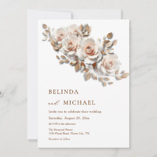 Blush  Rose Gold 3D Bloemen Eenvoudig Kaart