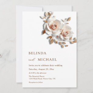 Blush Rose Gold 3D Bloemen Eenvoudig Kaart