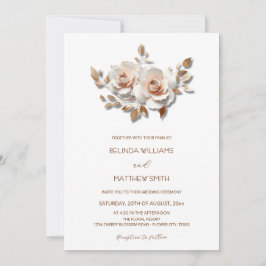 Blush Rose Gold 3D Bloemen Eenvoudig Kaart