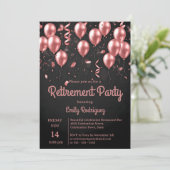 Blush Rose Gold Balloons Confetti Retirement Party Kaart (Staand voorkant)