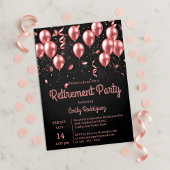 Blush Rose Gold Balloons Confetti Retirement Party Kaart