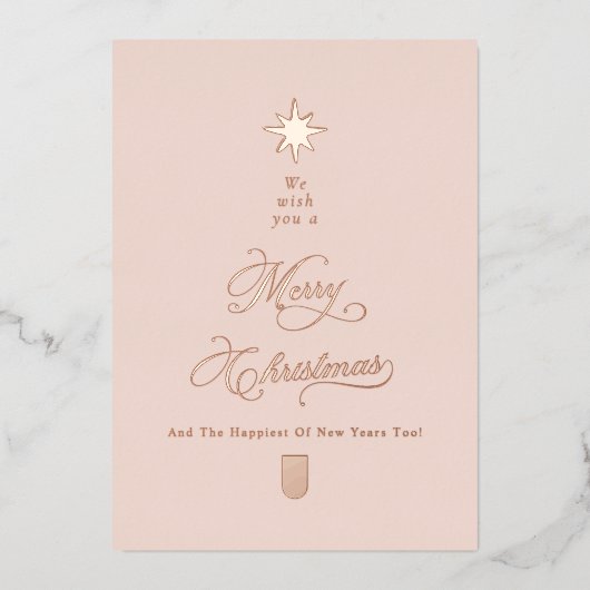 Blush Rose Gold Christmas Card Folie Feestdagenkaart (Voorkant)