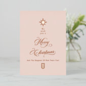 Blush Rose Gold Christmas Card Folie Feestdagenkaart (Staand Voorkant)