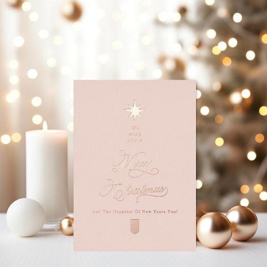 Blush Rose Gold Christmas Card Folie Feestdagenkaart