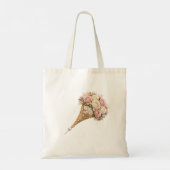 Blush Rose Gold Floral Monogram Letter C Wedding Tote Bag (Achterkant)