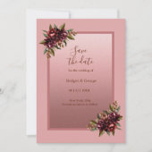Blush Rose Gold Floral wedding Save the Date Kaart (Voorkant)