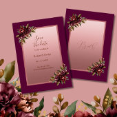Blush Rose Gold Floral wedding Save the Date Kaart