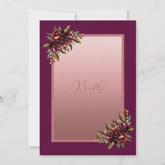 Blush Rose Gold Floral wedding Save the Date Kaart (Achterkant)