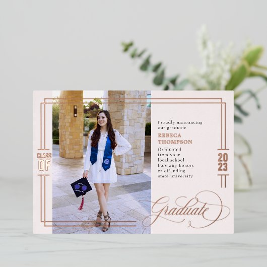 Blush & Rose Gold Foil-toetsenbord Folie Uitnodiging (Staand Voorkant)