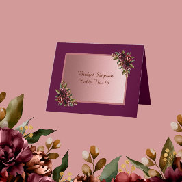 Blush Rose Gold - purple Floral Wedding Guest Card Bedankkaart