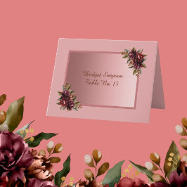 Blush Rose Gold - purple Floral Wedding Guest Card Bedankkaart