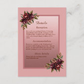 Blush Rose Gold Script - Bourgondiërse bloemhuweli Informatiekaartje (Voorkant)