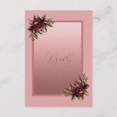 Blush Rose Gold Script - Burgundy floral wedding Informatiekaartje (Achterkant)