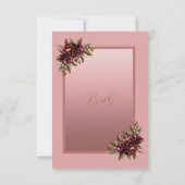Blush Rose Gold Script - Burgundy floral wedding RSVP Kaartje (Achterkant)