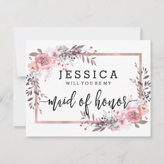 Blush & Rose Gold Wil je mijn getuige zijn Kaart (Voorkant)