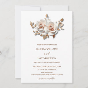 Blush Rose Goud 3D Bloemen Eenvoudig Kaart
