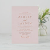 Blush & Rose Goud Folie Moderne Trouw Uitnodiging (Staand Voorkant)