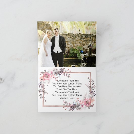 Blush & Rose Goud Omlijst Bloemachtig Trouw Dank J Bedankkaart (Binnen)