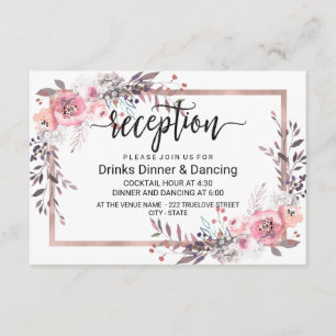 Blush & Rose Goud Omlijst Bloemstuk Bruiloftsrecep Informatiekaartje