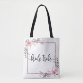 Blush & Rose Goud Omrand Huwelijk Bruid Stam Tote Bag (Voorkant)