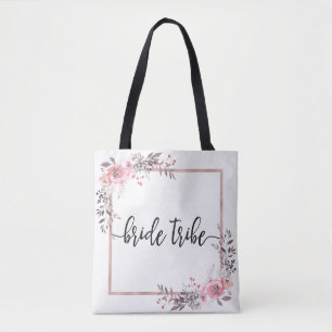 Blush & Rose Goud Omrand Huwelijk Bruid Stam Tote Bag