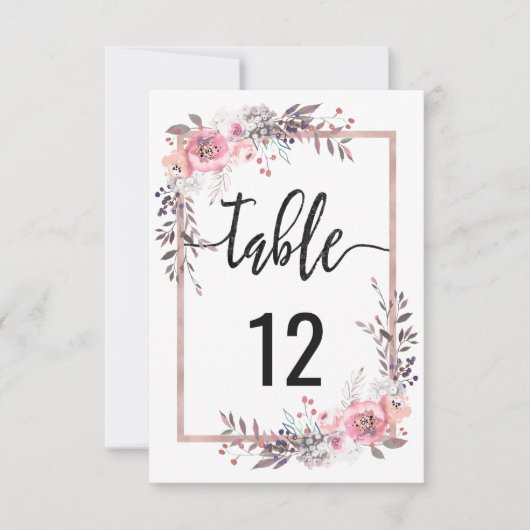 Blush & Rose Goud Tafelnummer Zitplaats Chart (Voorkant)