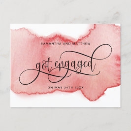 Blush Rose Goud Waterverf Verloving, Verlovingsrin Aankondigingskaart