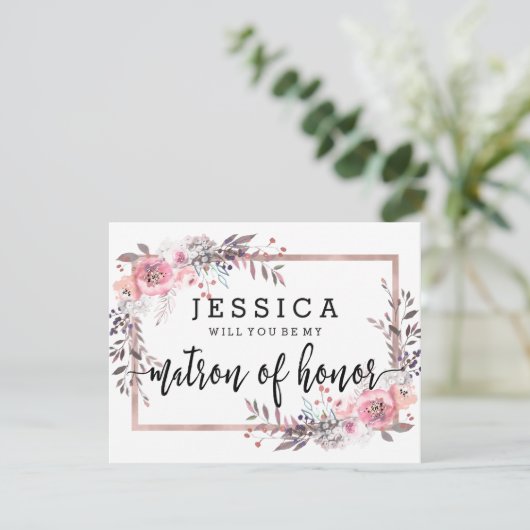 Blush & Rose Goud Wil Je Mijn Getuige Zijn Kaart (Staand voorkant)