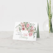 Blush Rose Greenery Eucalypt 55th Birthday Bedankkaart (Voorkant)