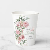 Blush Rose Greenery Eucalypt 55th Birthday Papieren Bekers (Achterkant)