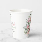 Blush Rose Greenery Eucalypt 55th Birthday Papieren Bekers (Links)
