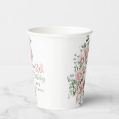 Blush Rose Greenery Eucalypt 55th Birthday Papieren Bekers (Rechts)