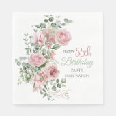 Blush Rose Greenery Eucalypt 55th Birthday Servet (Voorkant)