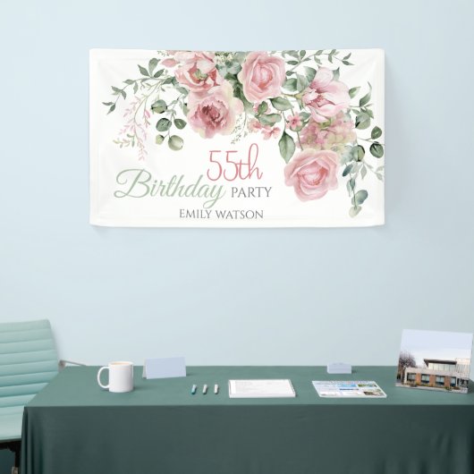 Blush Rose Greenery Eucalypt 55th Birthday Spandoek (Beurs)