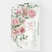 Blush Rose Greenery Eucalypt 55th Birthday Spandoek (Verticaal)