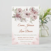 Blush Rose & Peach Floral Wedding Invitation Kaart (Staand voorkant)