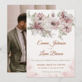 Blush Rose & Peach Floral Wedding Invitation Kaart (Voorkant / Achterkant)