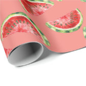 Blush Rose Red Green Watermelons Birthday Cadeaupapier (Rol Hoek)
