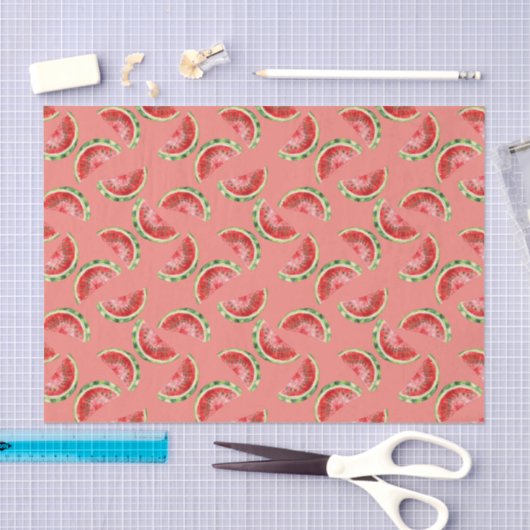 Blush Rose Red Green Watermelons Birthday Tissuepapier (Craft)