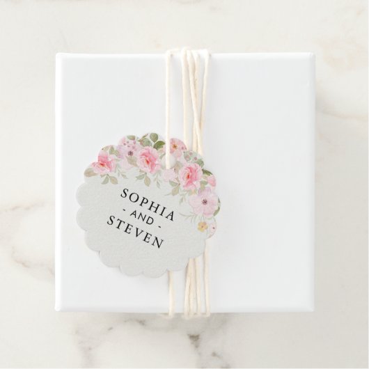 Blush Rose-Themed Elegant Wedding Bedankjes Labels (In situ)