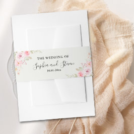 Blush Rose-Themed Elegant Wedding Uitnodigingen Wikkel
