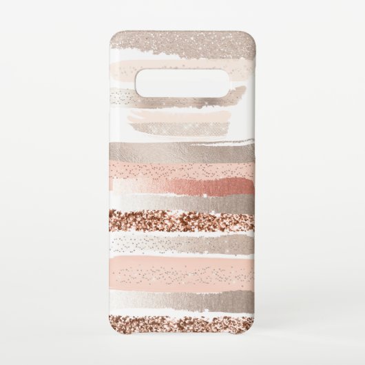 Blush Rosegold Copper Glitter Stripes Samsung Galaxy Hoesje (Achterkant)