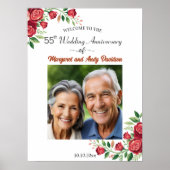 Blush Roses 55th Wedding Anniversary Photo Welcome Poster (Voorkant)