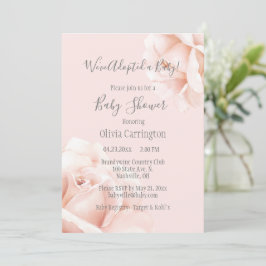 Blush Roses Adoption Script Baby shower Kaart