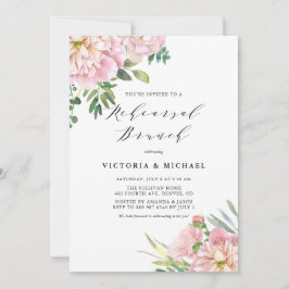 Blush Roses and Hydrangeas Rehearsal Brunch Kaart