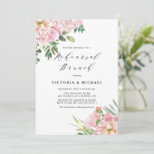 Blush Roses and Hydrangeas Rehearsal Brunch Kaart (Staand voorkant)