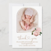 Blush Roses Baptism Christening Bedankkaart (Voorkant)