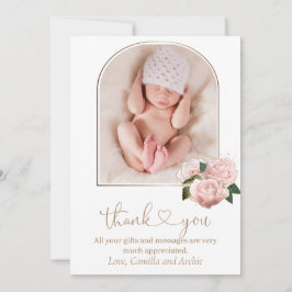 Blush Roses Baptism Christening Bedankkaart